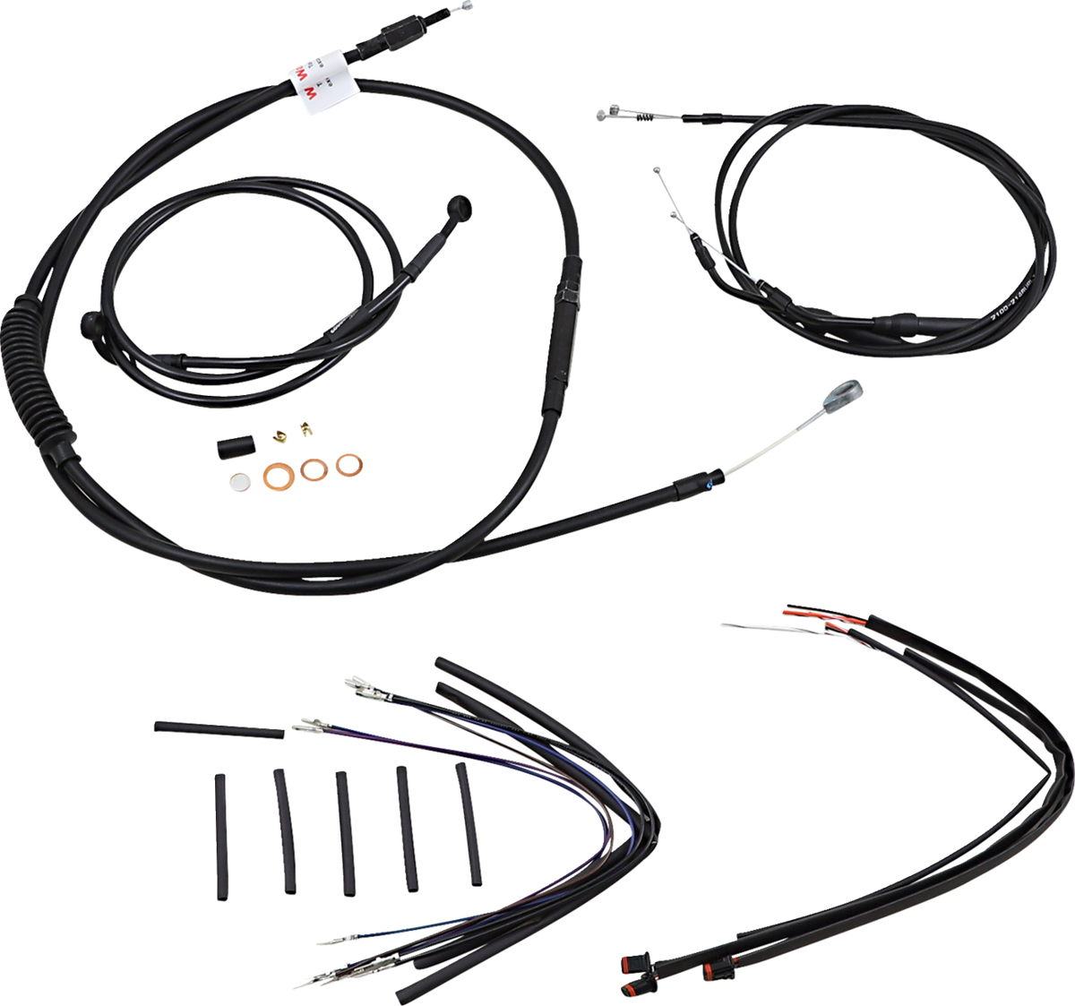 Jail Bar Cable Kit - 12" Handlebars - Black Vinyl - '12-'17 Dyna