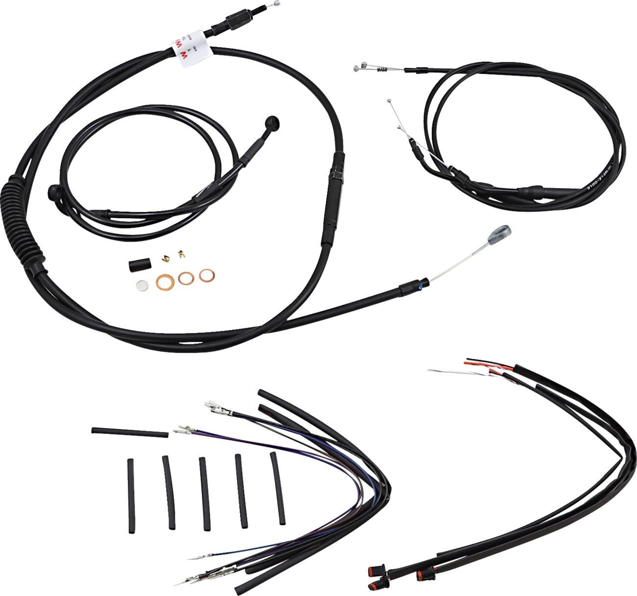 Jail Bar Cable Kit - 12" Handlebars - Black Vinyl - '12-'17 Dyna