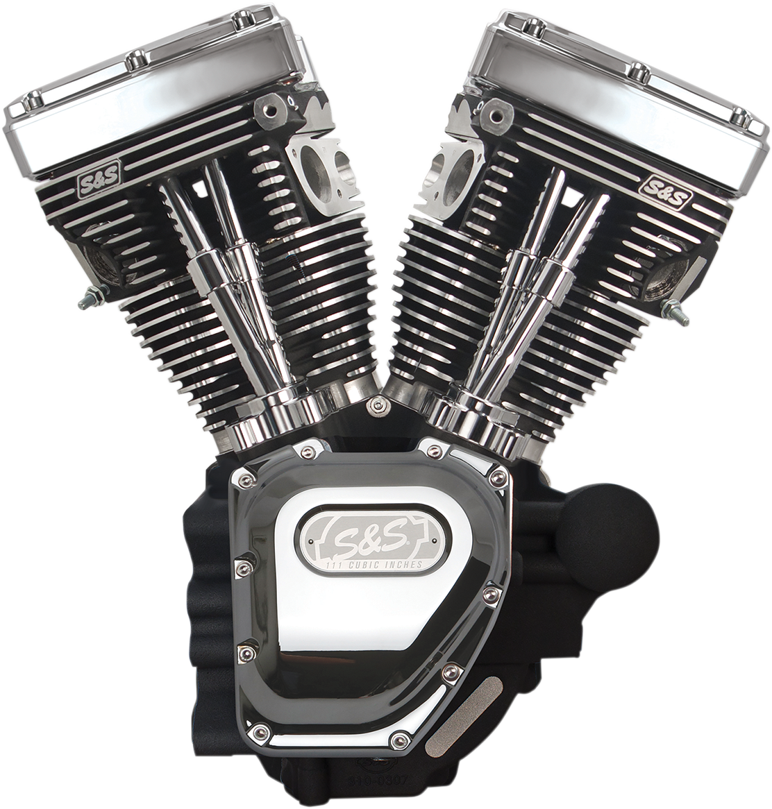 T111 Long Block Engine - Wrinkle Black And Chrome - Touring