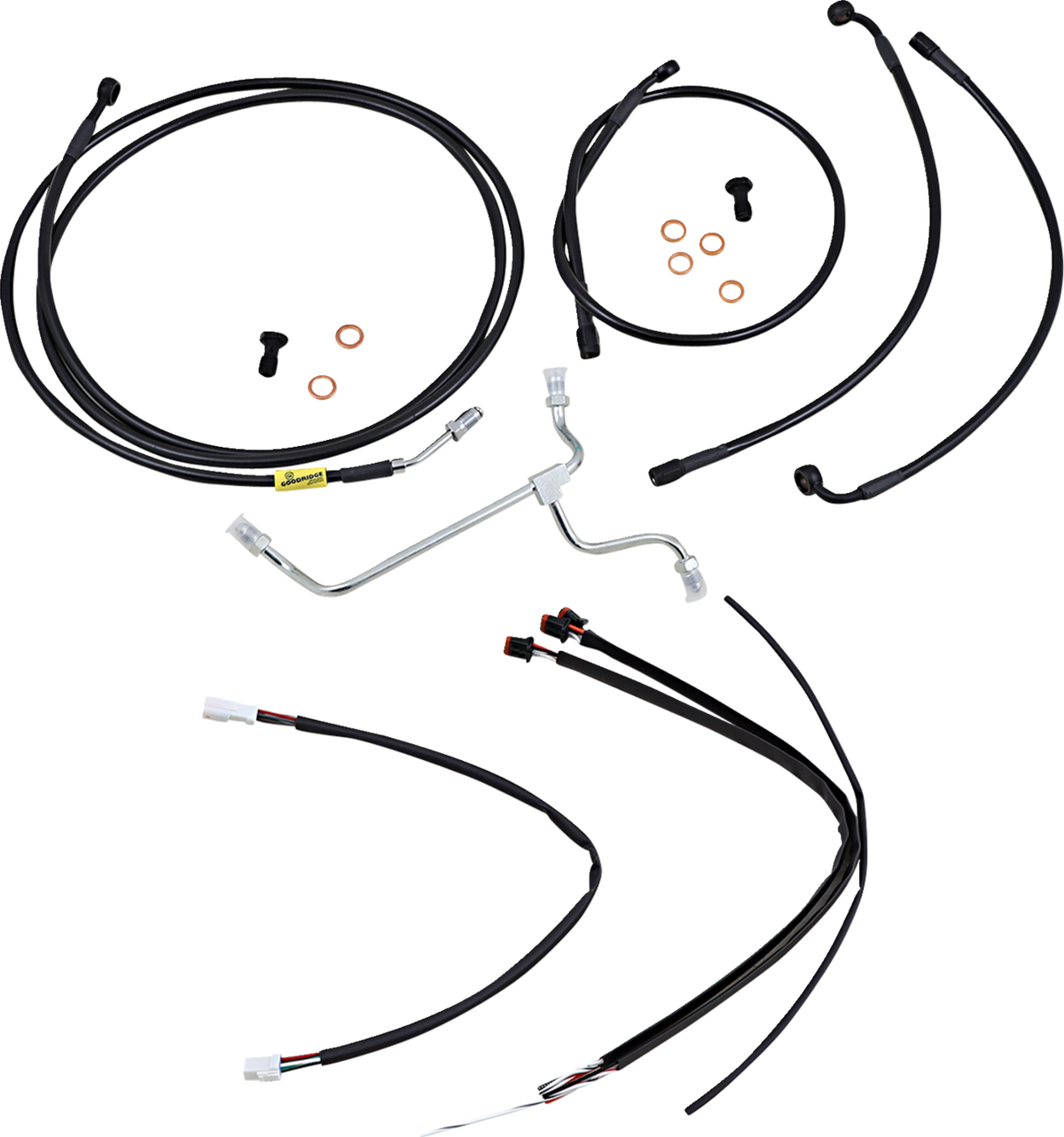 Complete Black Vinyl Handlebar Cable/Line Kit For Ape Hangers - 15" - '17-'20 FLH