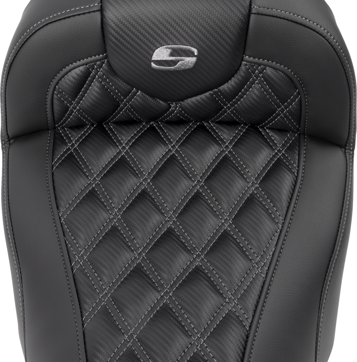 RoadSofa™ Seat - Without Backrest - Carbon Fiber - Lattice Stitch - Gray Stitch - FLTR/FLHX '23-'24