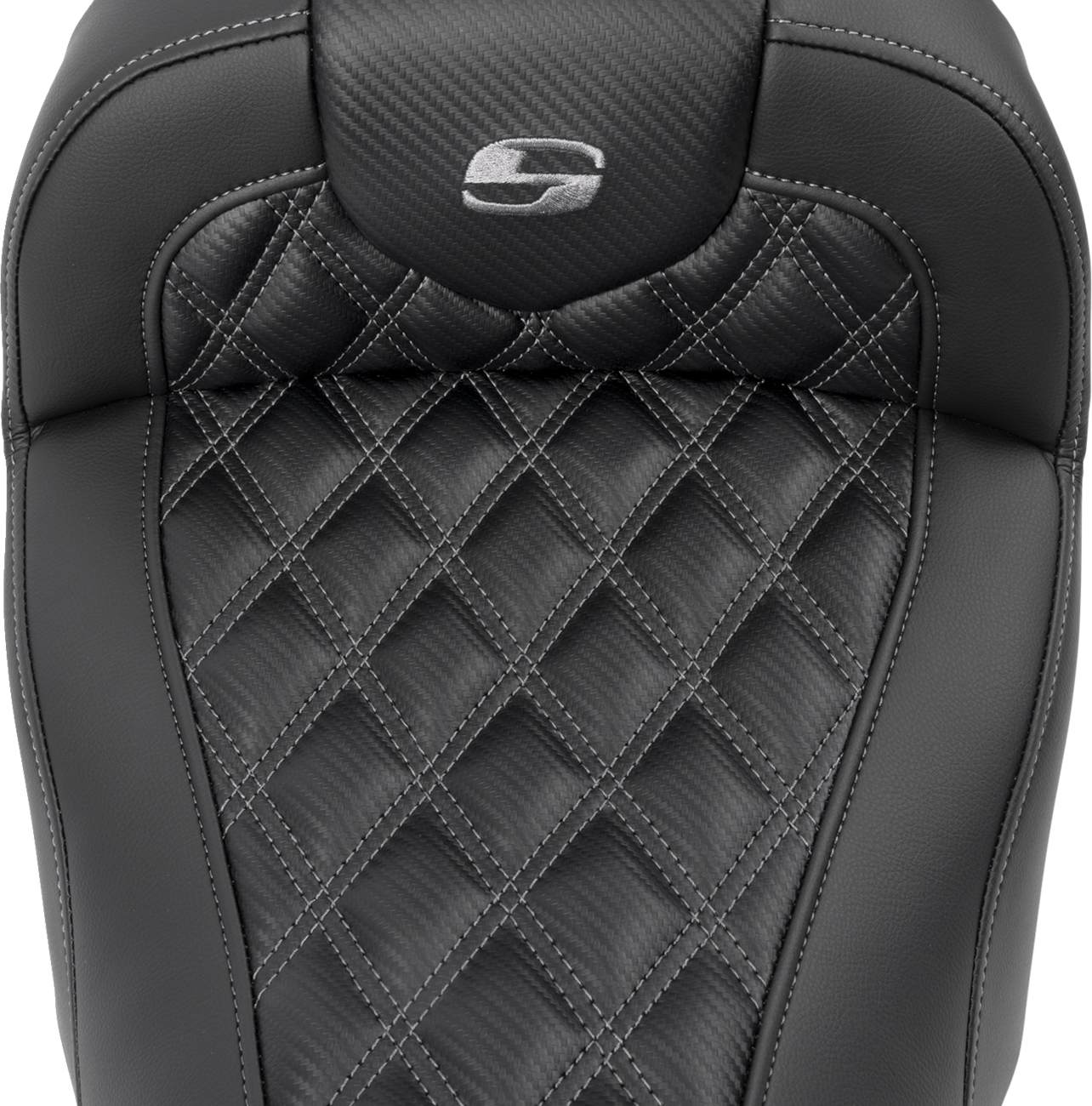 RoadSofa™ Seat - Without Backrest - Carbon Fiber - Lattice Stitch - Gray Stitch - FLTR/FLHX '23-'24