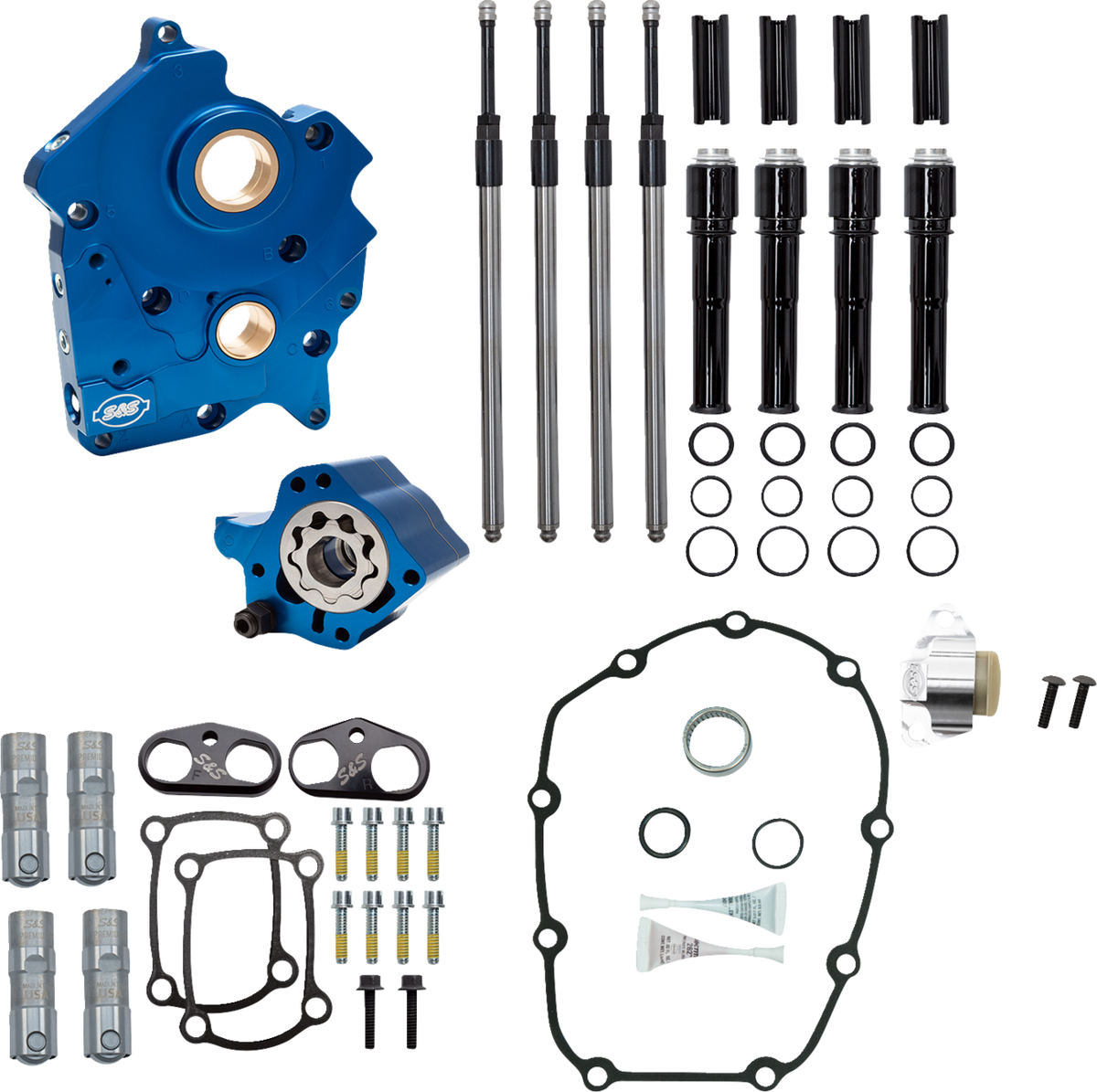 Cam Chest Kit Without Cams - Chain Drive - Water Cooled - Black Pushrods - M8