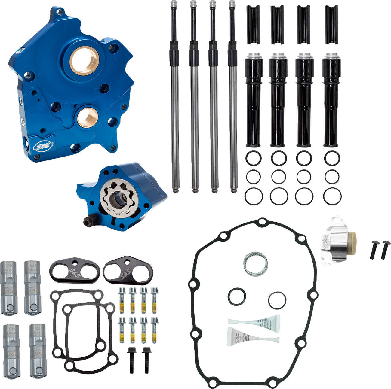 Cam Chest - Water Cooled - Chain Drive - Black Pushrod Tubes - M8