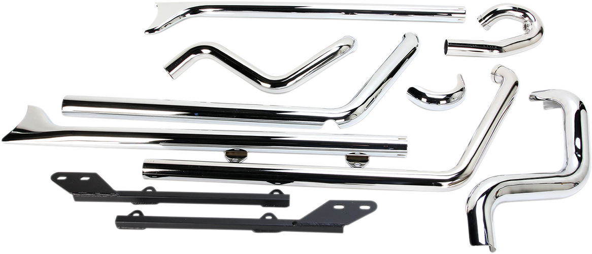 True Duals Exhaust System With Fishtail Mufflers — Without Baffles