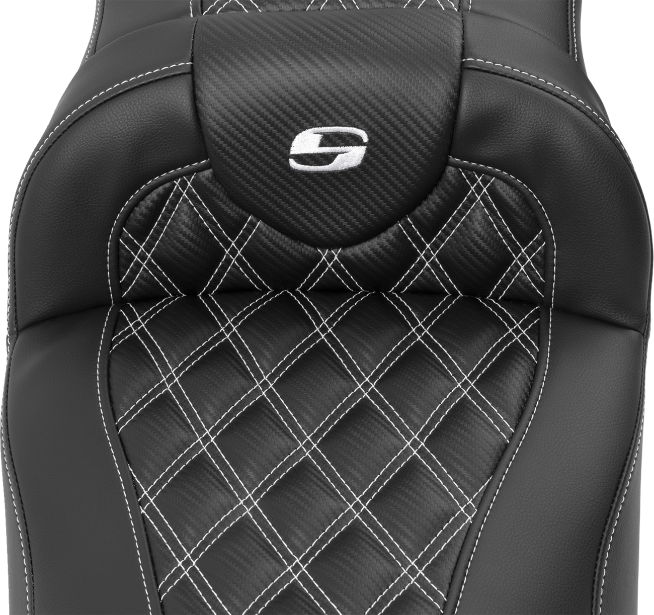 Roadsofa™ Extended Reach Seat - With Backrest - Lattice Stitch - White Stitch - FLTR/FLHX '23-'24