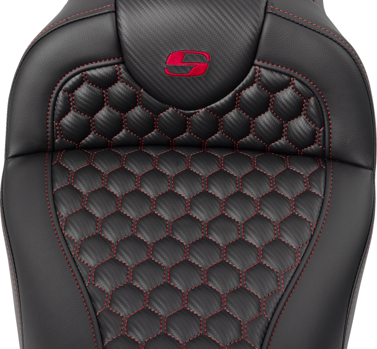 RoadSofa™ Seat - Honeycomb - Red Stitch - With Backrest - FLH/FLT '08-'23