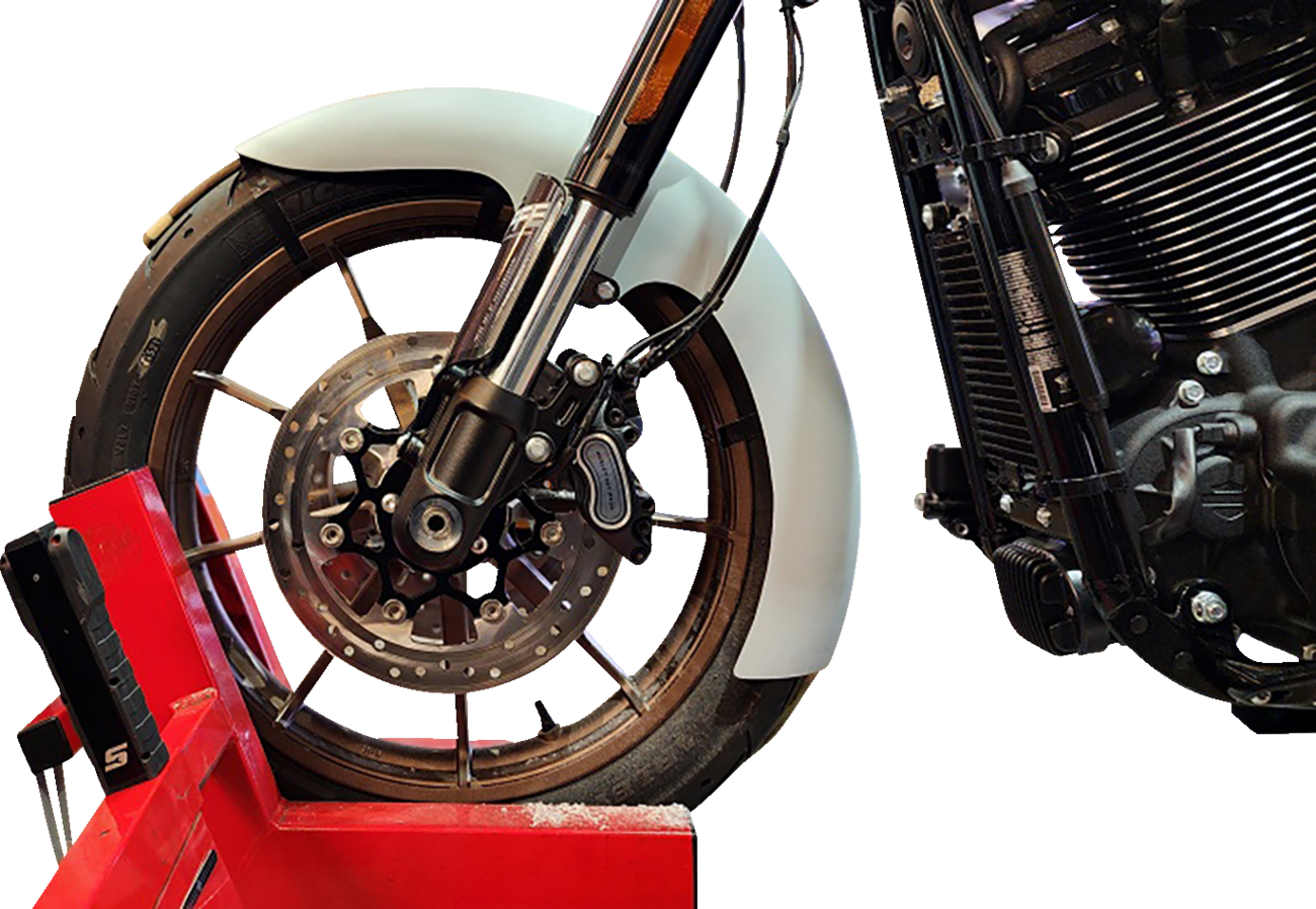 Sport Front Fender - 19" Wheel - Black Inverted Fork Adapter - HD Softail