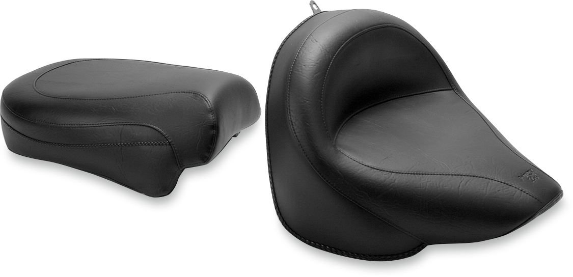 Seat - Vintage - Wide - Touring - Without Driver Backrest - Two-Piece - Smooth - Black - XVS