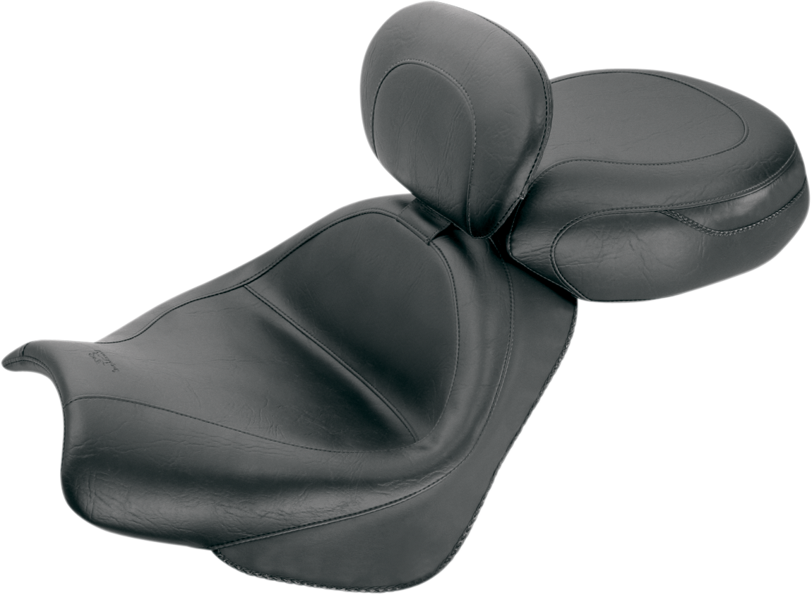 Seat - Vintage - Wide - Touring - With Driver Backrest - Two-Piece - Smooth - Black - VTX18