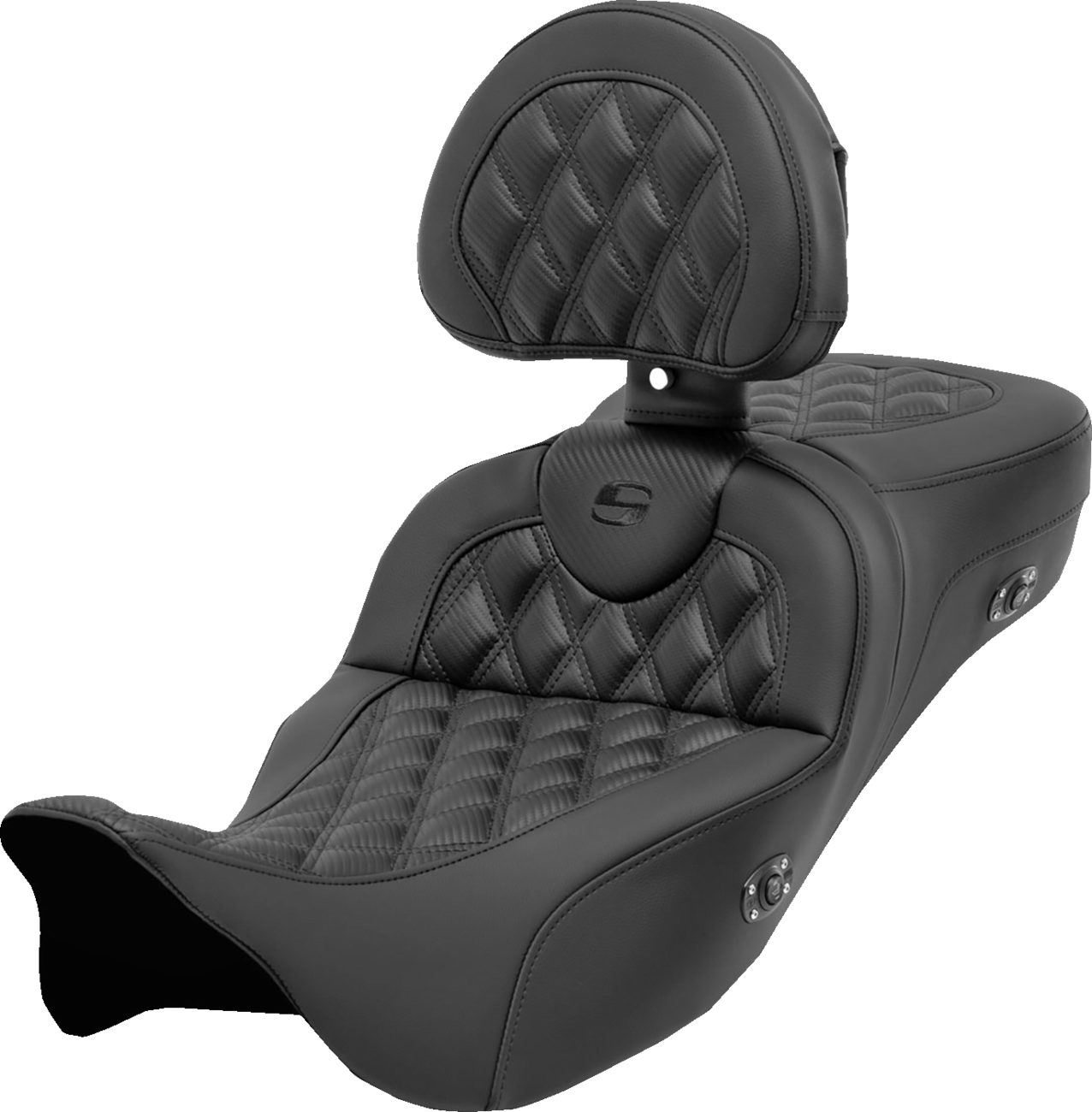 Roadsofa™ Extended Reach Seat - With Backrest - Lattice Stitch - Carbon Fiber - FL '08-'23