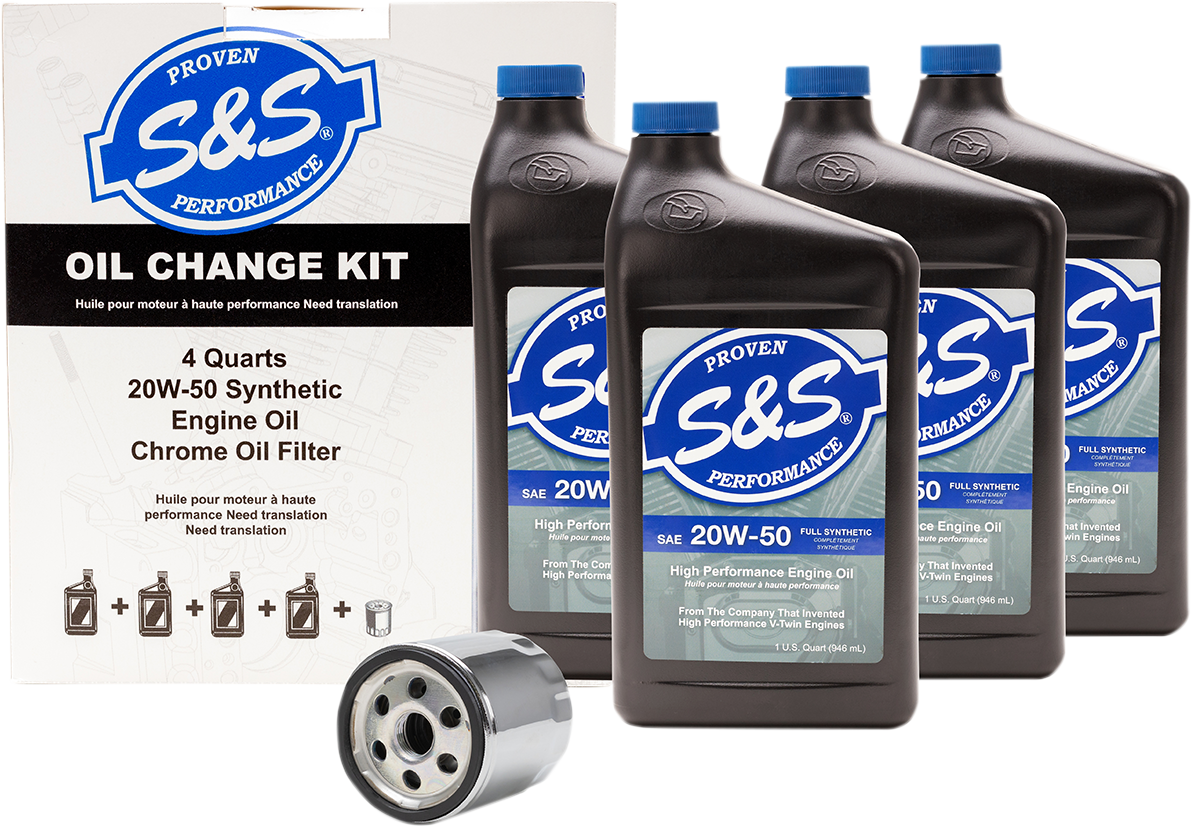 Oil Change Kit - Chrome Filter - '99-'17 Twin Cam - 4 US Quarts