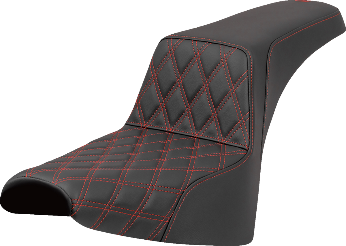 Step-Up Seat - Front Lattice Stitch - Red Stitch - FXST/FXBB '18-'25