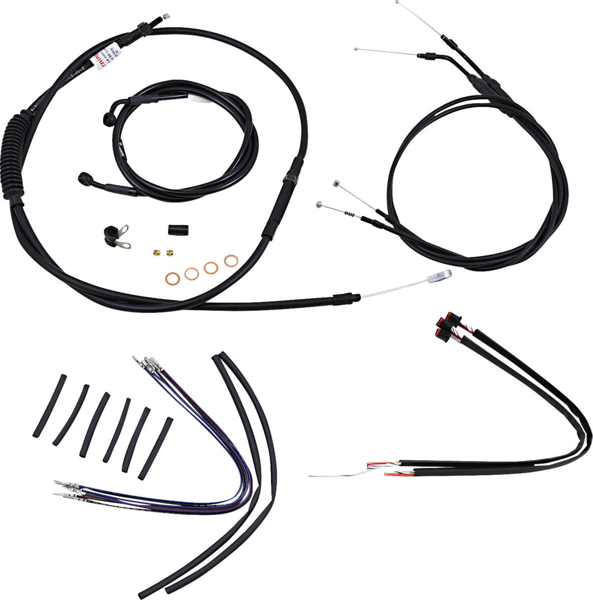 Complete Black Vinyl Handlebar Cable/Line Kit For Ape Hangers - 16" - '14-'22 Sportster