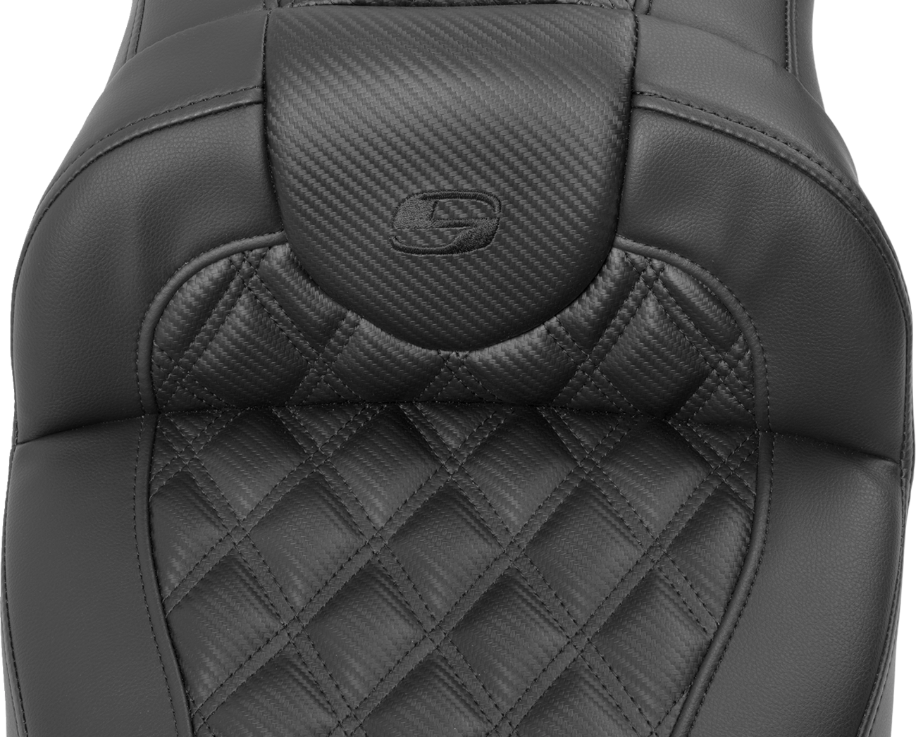 Roadsofa™ Extended Reach Seat - With Backrest - Carbon Fiber - Lattice Stitch - FLTR/FLHX '23-'24