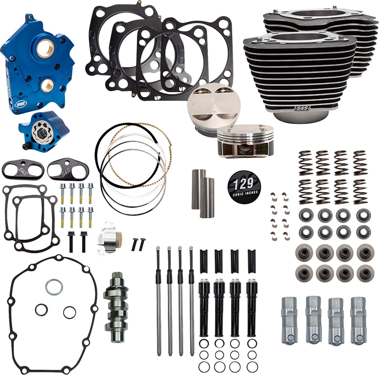 129" Power Pack - 550 Chain Drive - Oil Cooled - Wrinkle Black W/Highlight Fins - 107" M8