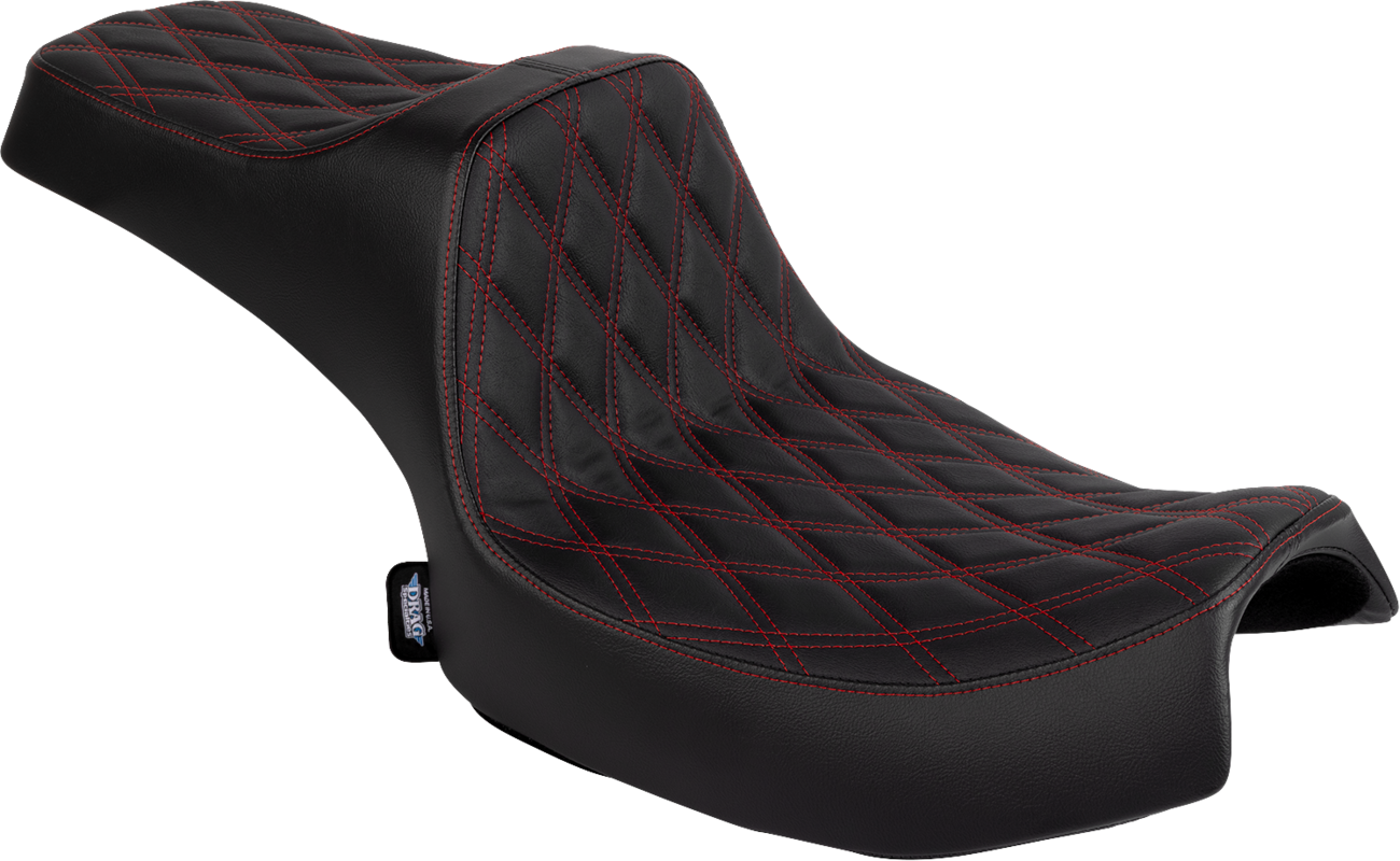 Predator III 2-Up Seat - Vinyl - Double Diamond - Red Stitch - Chieftain '25/Challenger '20-'25