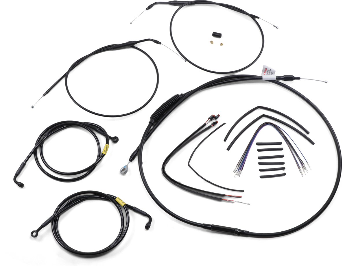 Complete Black Vinyl Handlebar Cable/Line Kit For Ape Hangers - 14" - '12-'17 FXD
