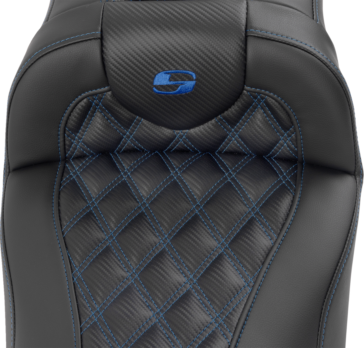 Roadsofa™ Extended Reach Seat - With Backrest - Lattice Stitch - Blue Stitch - FLTR/FLHX '23-'24