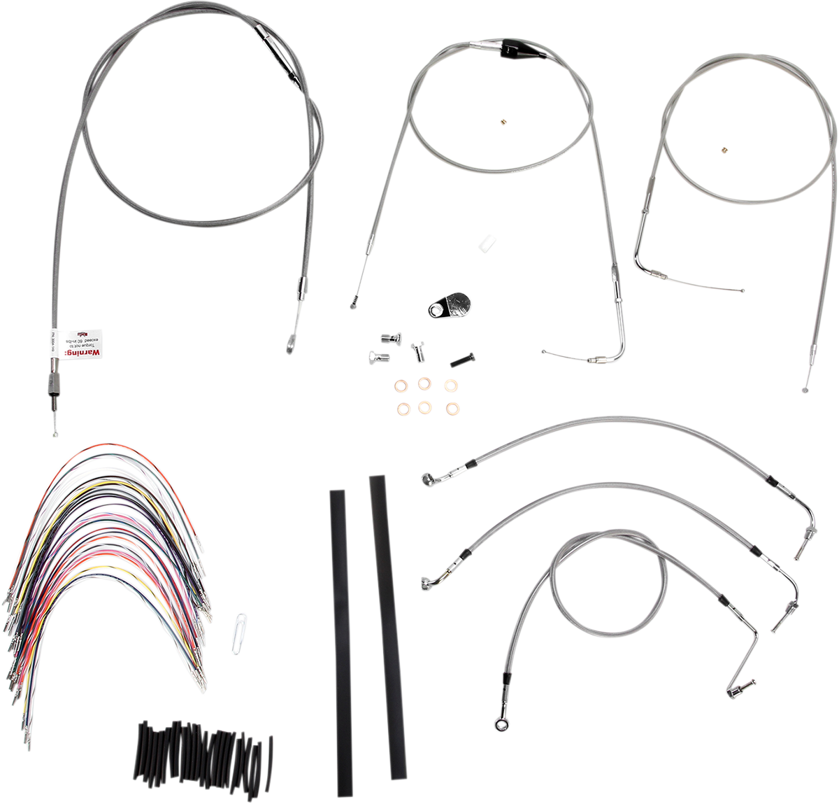 Complete Stainless Braided Handlebar Cable/Brake Line Kit - 14" Ape Hangers - '00-'06 Touring