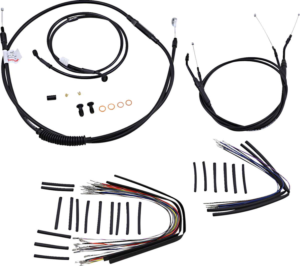 Complete Black Vinyl Handlebar Cable/Line Kit For Ape Hangers - 14" - '07-'11 FXD