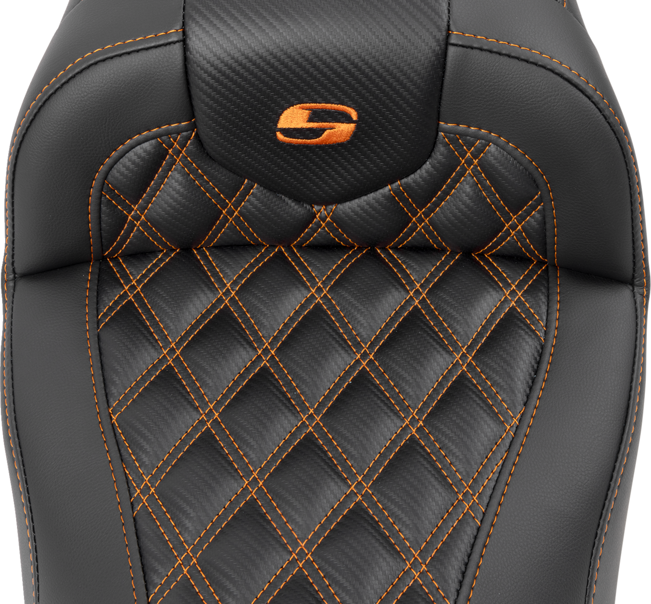 RoadSofa™ Seat - Without Backrest - Carbon Fiber - Orange Stitch - FL/FX '23-'24