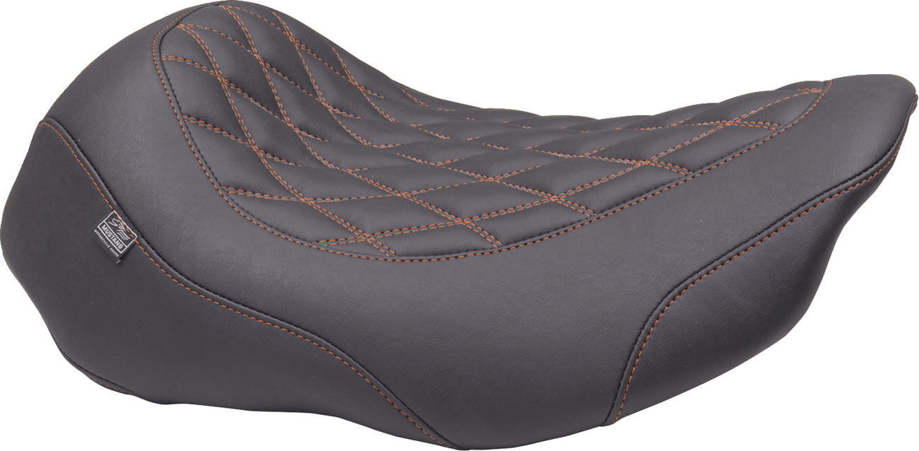 Wide Tripper™ Seat - Solo - Mandarin Orange Stitching - FLT/FLH '23-'25