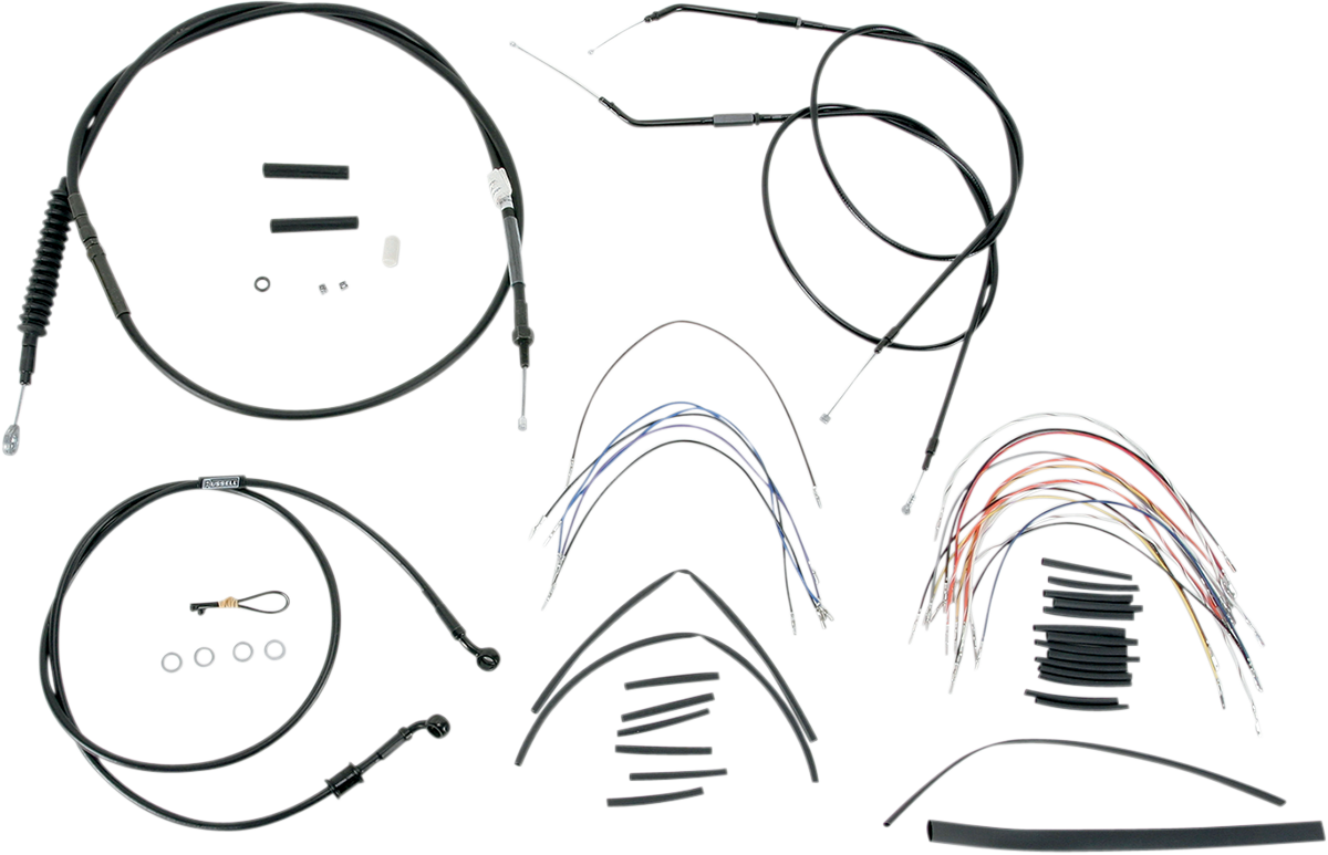 Complete Black Vinyl Handlebar Cable/Line Kit For Ape Hangers - 16" - '07-'13 Sportster