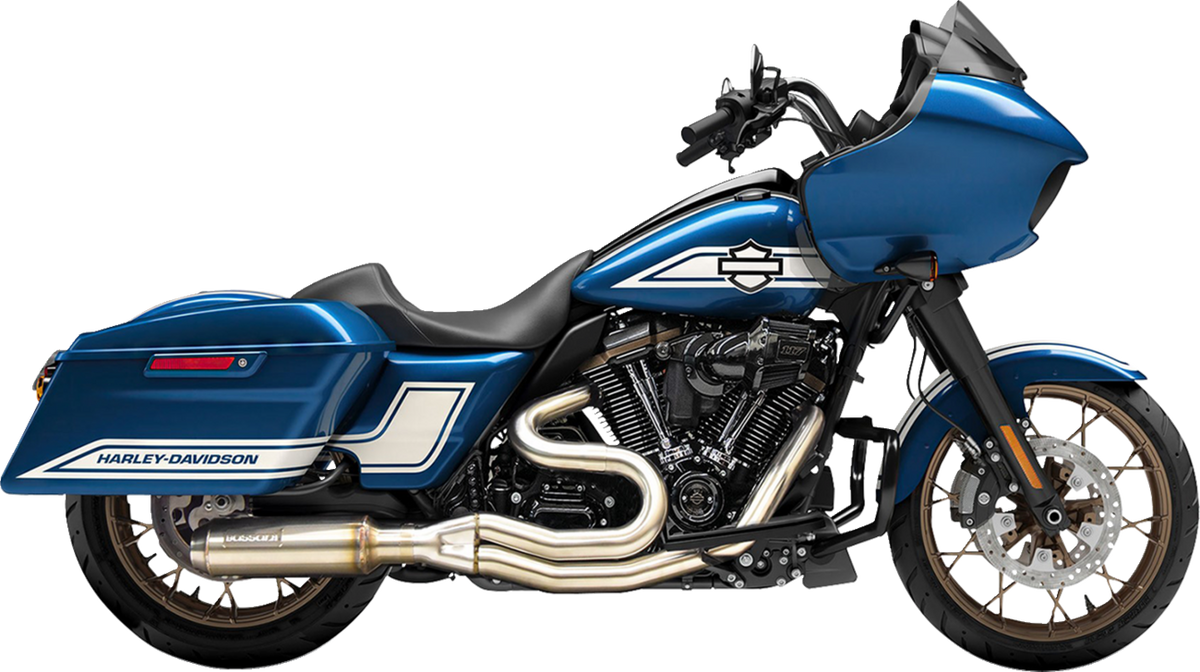 2-Into-1 Mid-Length Exhaust System With Super Bike Muffler - Stainless Steel - 49-State