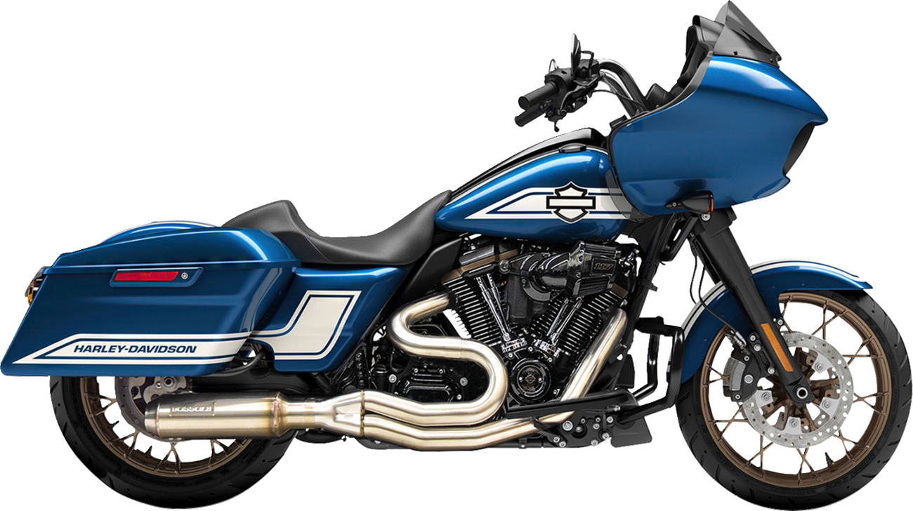 2-Into-1 Mid-Length Exhaust System With Super Bike Muffler - Stainless Steel - 49-State