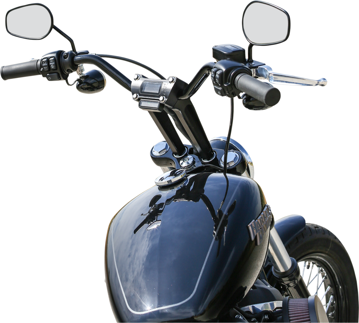 Handlebar Risers - Straight - 8" - Gauge Cutout - Black