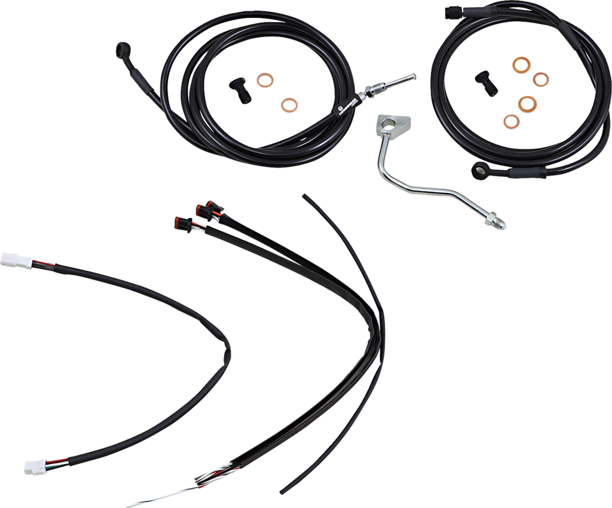 Complete Black Vinyl Handlebar Cable/Line Kit For Ape Hangers - 16" - ABS - '17-'20 Touring