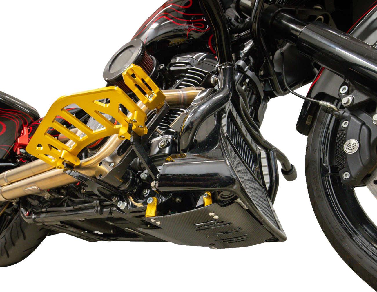 Skid Plate - Carbon Fiber/Gloss - With Gold Brackets - FLHX/FLTRX
