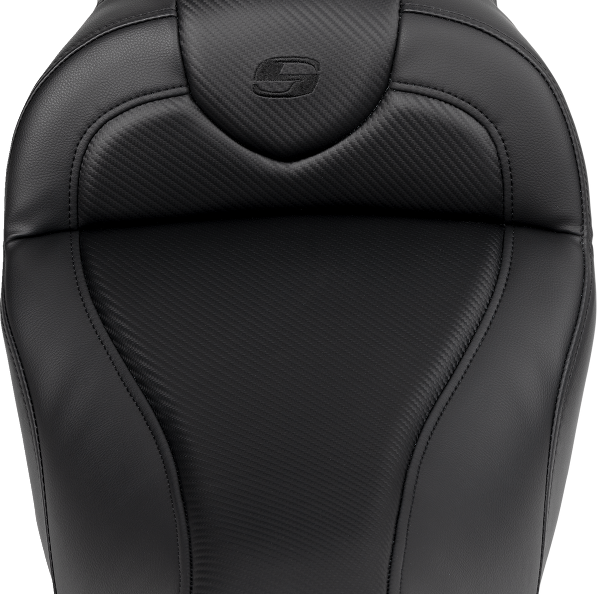 Roadsofa™ Seat - With Backrest - Carbon Fiber - Black Stitch - FL '08-'19