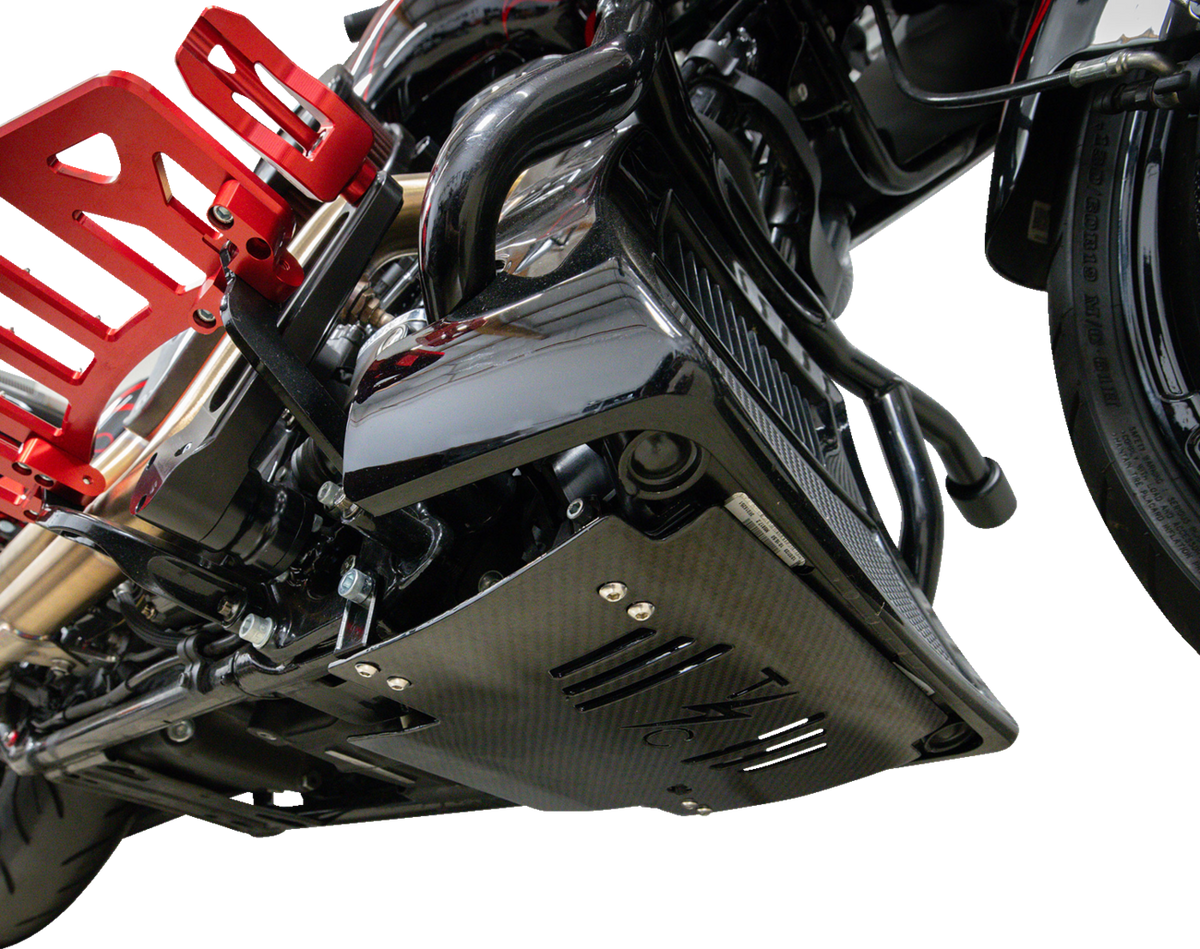 Skid Plate - Carbon Fiber/Gloss - With Black Brackets - FLHX/FLTRX