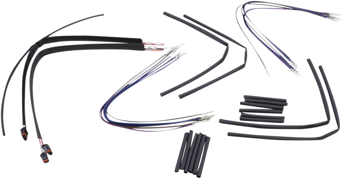 Complete Black Vinyl Handlebar Cable/Line Kit For Ape Hangers - 14" - ABS - '12-'17 Dyna