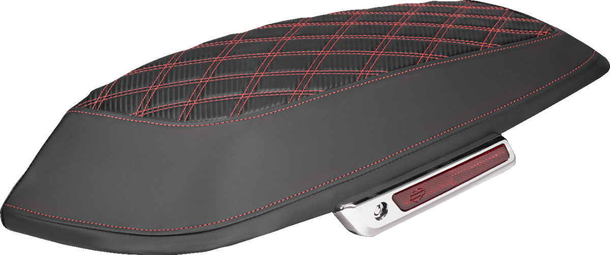 Saddlebag Lid Covers - Lattice - Carbon Fiber - Red Stitch - FLH/FLT '14-'24
