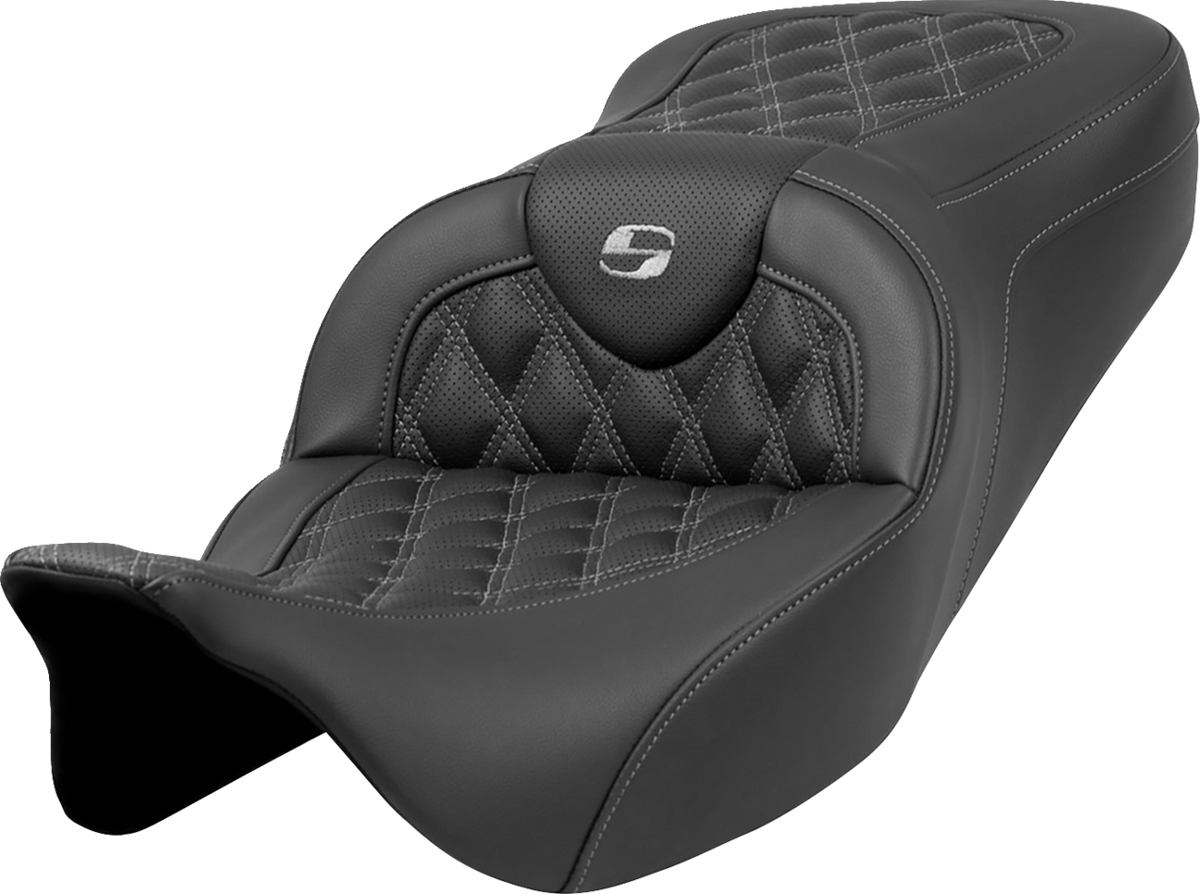 Roadsofa™ Seat - Lattice Stitch - Dark Gray Stitch - Without Backrest - FLH/FLT '08-'23