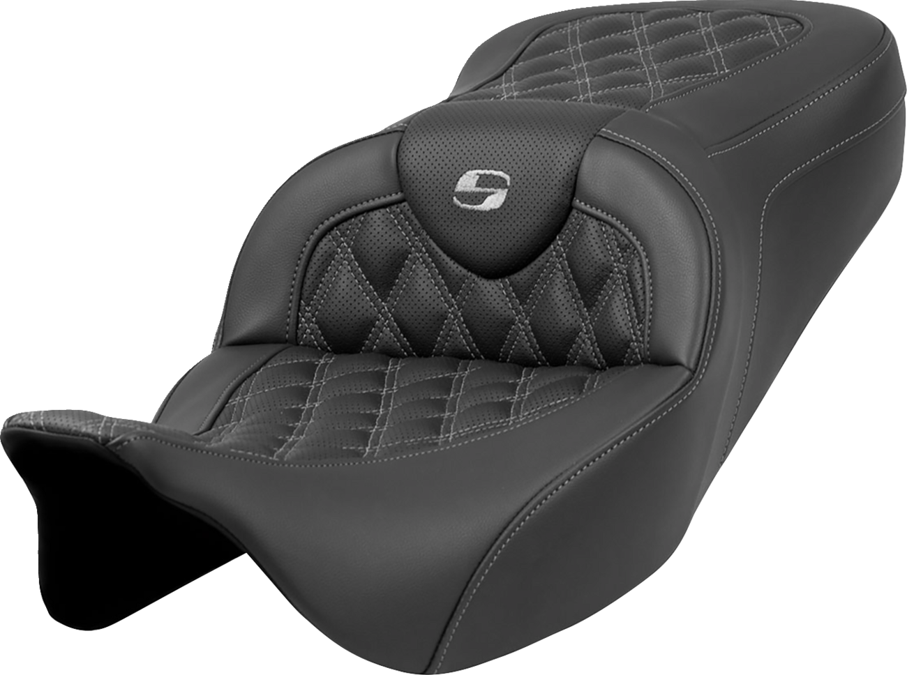 Roadsofa™ Seat - Lattice Stitch - Dark Gray Stitch - Without Backrest - FLH/FLT '08-'23