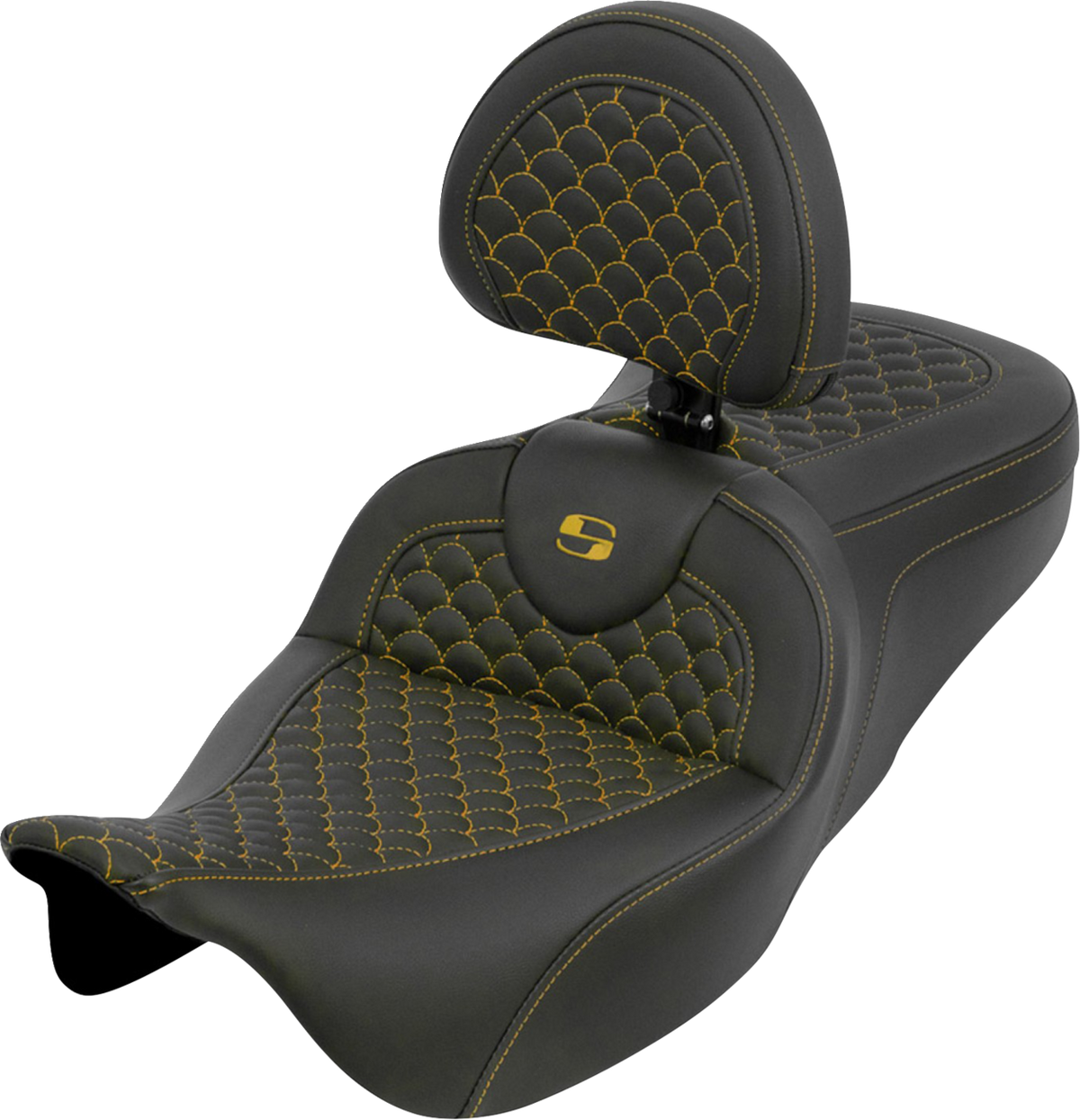Roadsofa™ Seat - Dragon Scale - Gold Stitch - With Backrest - Touring '08-'25