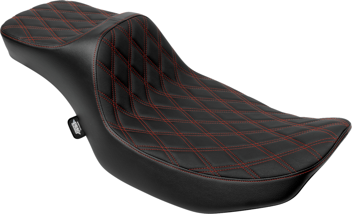 Extended Reach Predator III Seat - Double Diamond - Red Stitching - Vinyl - FLH/FLT '23-'24