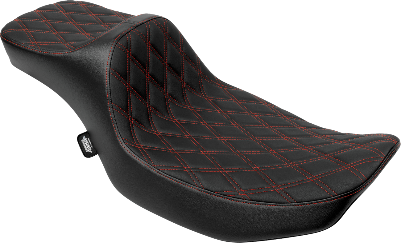 Extended Reach Predator III Seat - Double Diamond - Red Stitching - Vinyl - FLH/FLT '23-'24