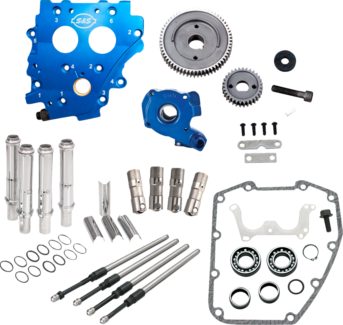 Cam Chest Kit Without Cams - Gear Drive - Oil Cooled - Chrome Pushrods - Twin Cam