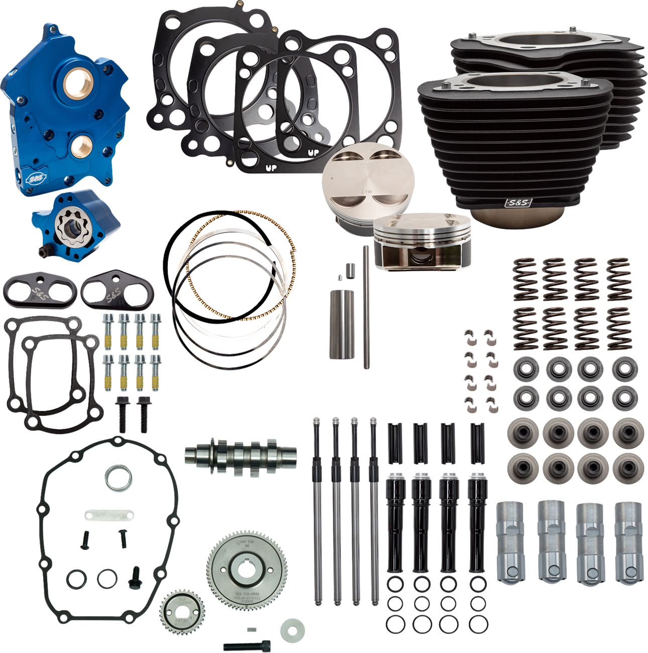 Power Pack - Oil Cooled - 550G - Wrinkle Black W/O Highlight - Black Pushrod Tubes - M8