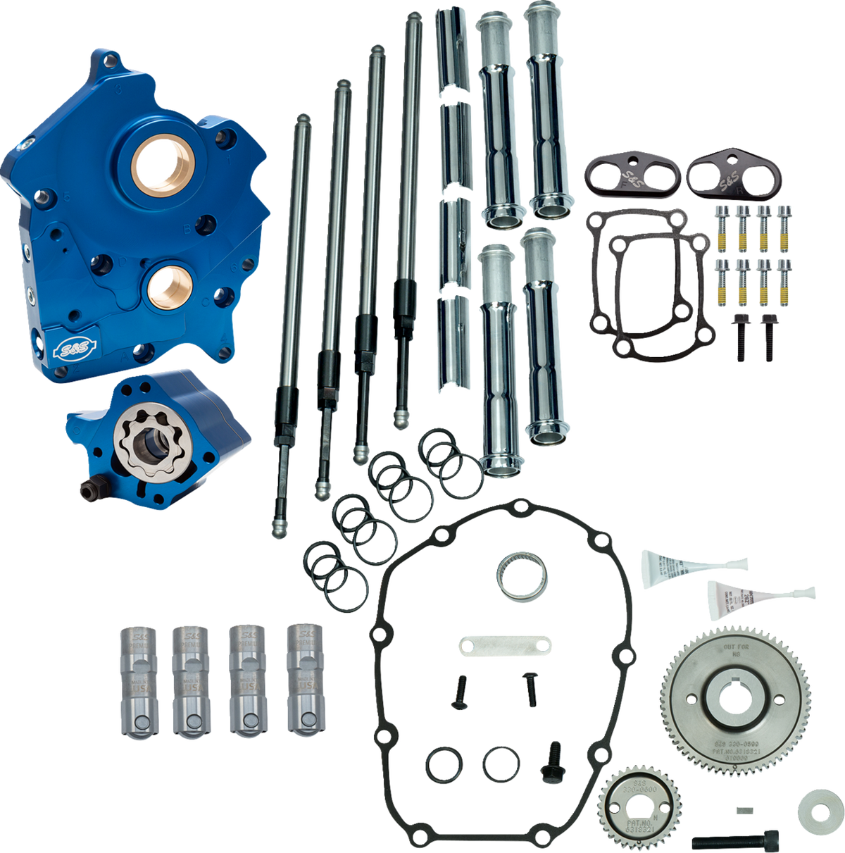 Cam Chest Kit Without Cams - Gear Drive - Water Cooled - Chrome Pushrods - M8