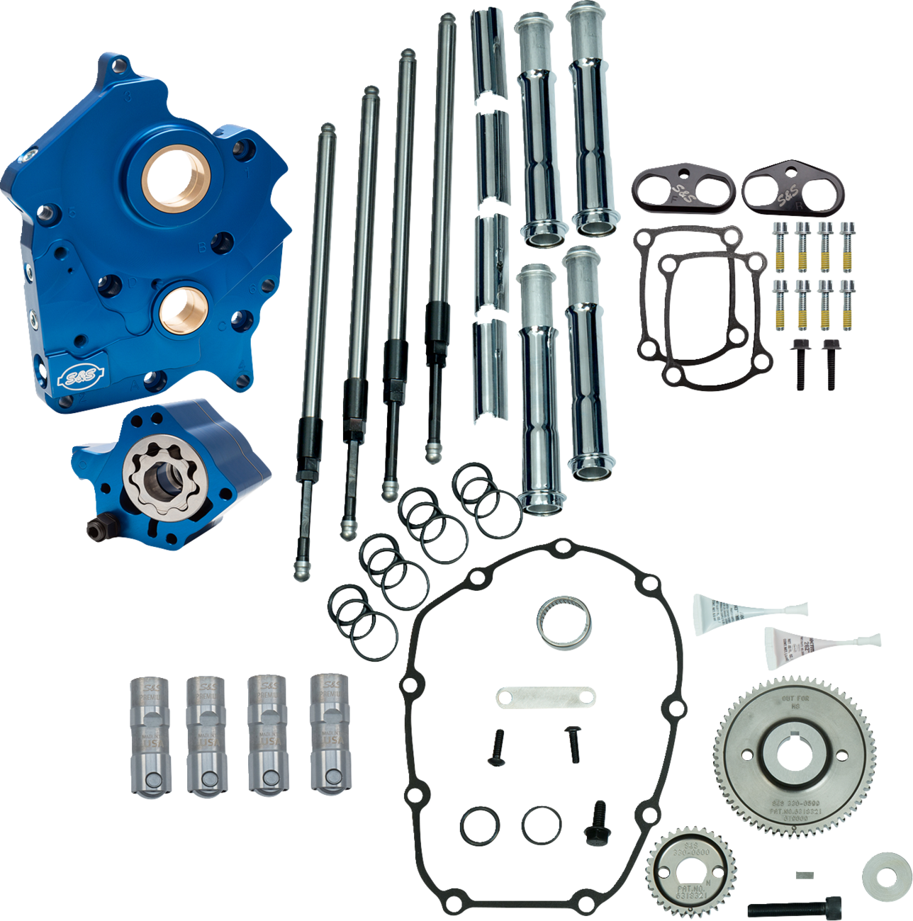 Cam Chest - Water Cooled - Gear Drive - Chrome Pushrod Tubes - M8