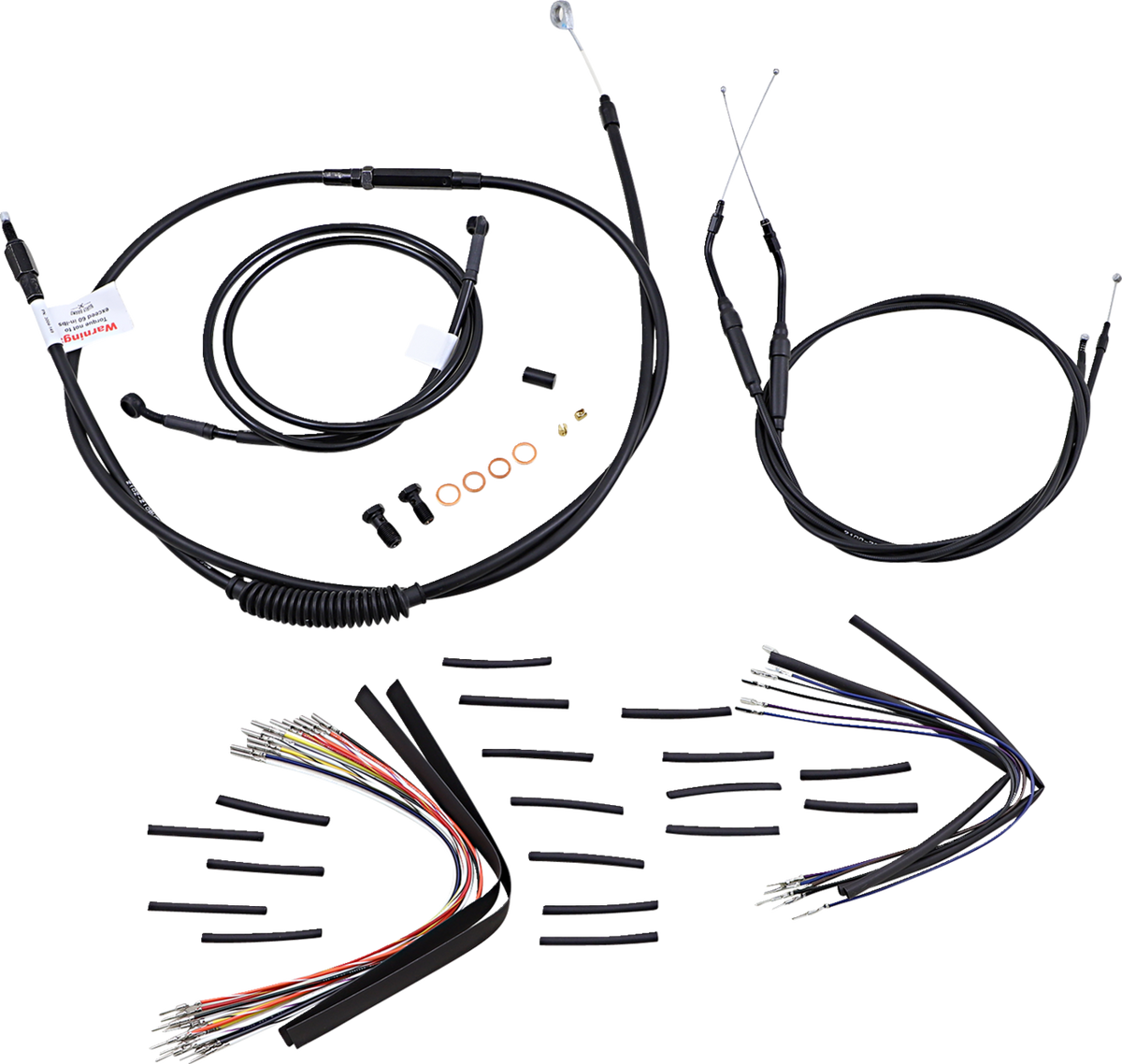 Complete Black Vinyl Handlebar Cable/Line Kit For Ape Hangers - 16" - '96-'05 FXD
