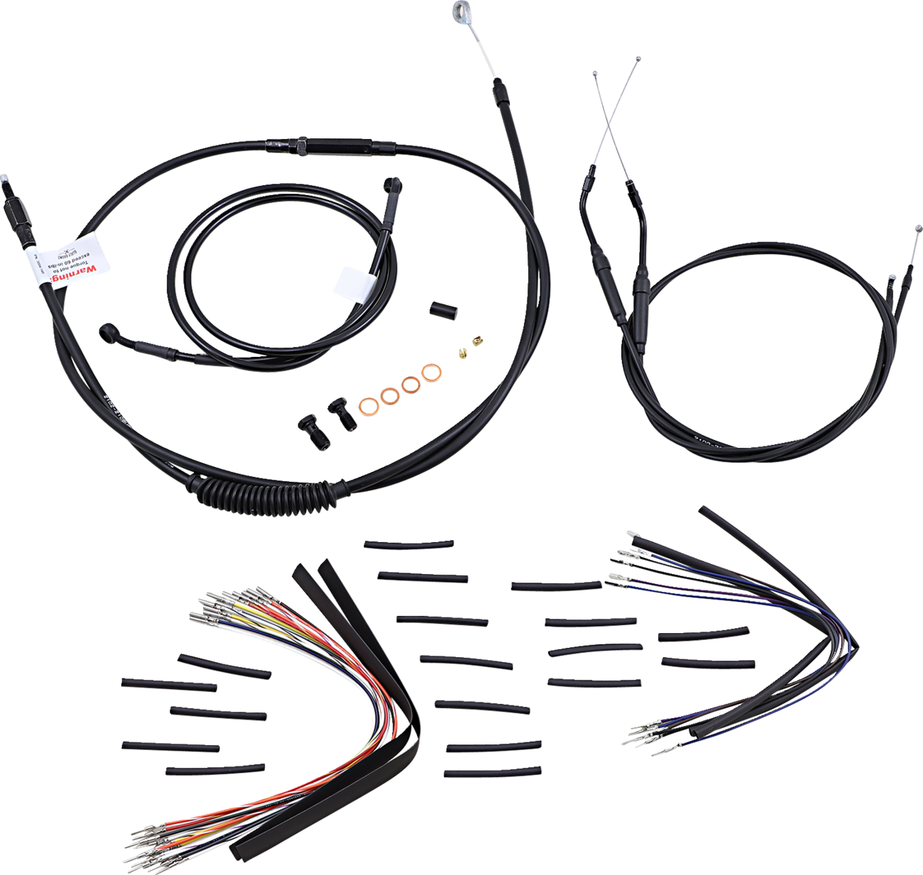 Complete Black Vinyl Handlebar Cable/Line Kit For Ape Hangers - 16" - '96-'05 FXD
