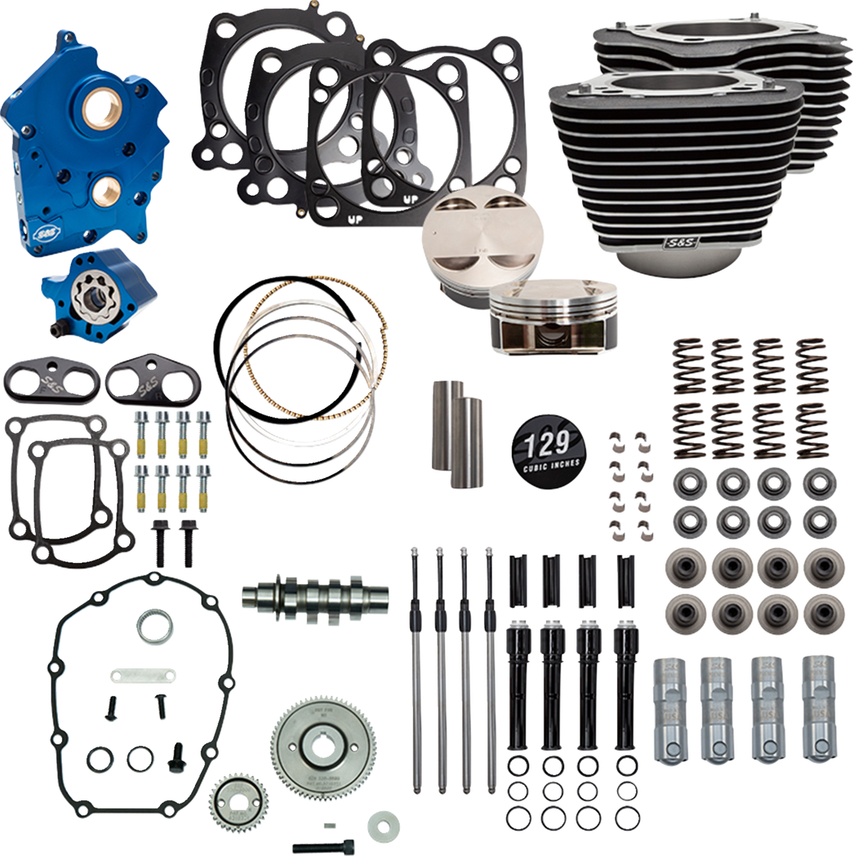 129" Power Pack - 550 Gear Drive - Oil Cooled - Wrinkle Black W/Highlight Fins - 107" M8