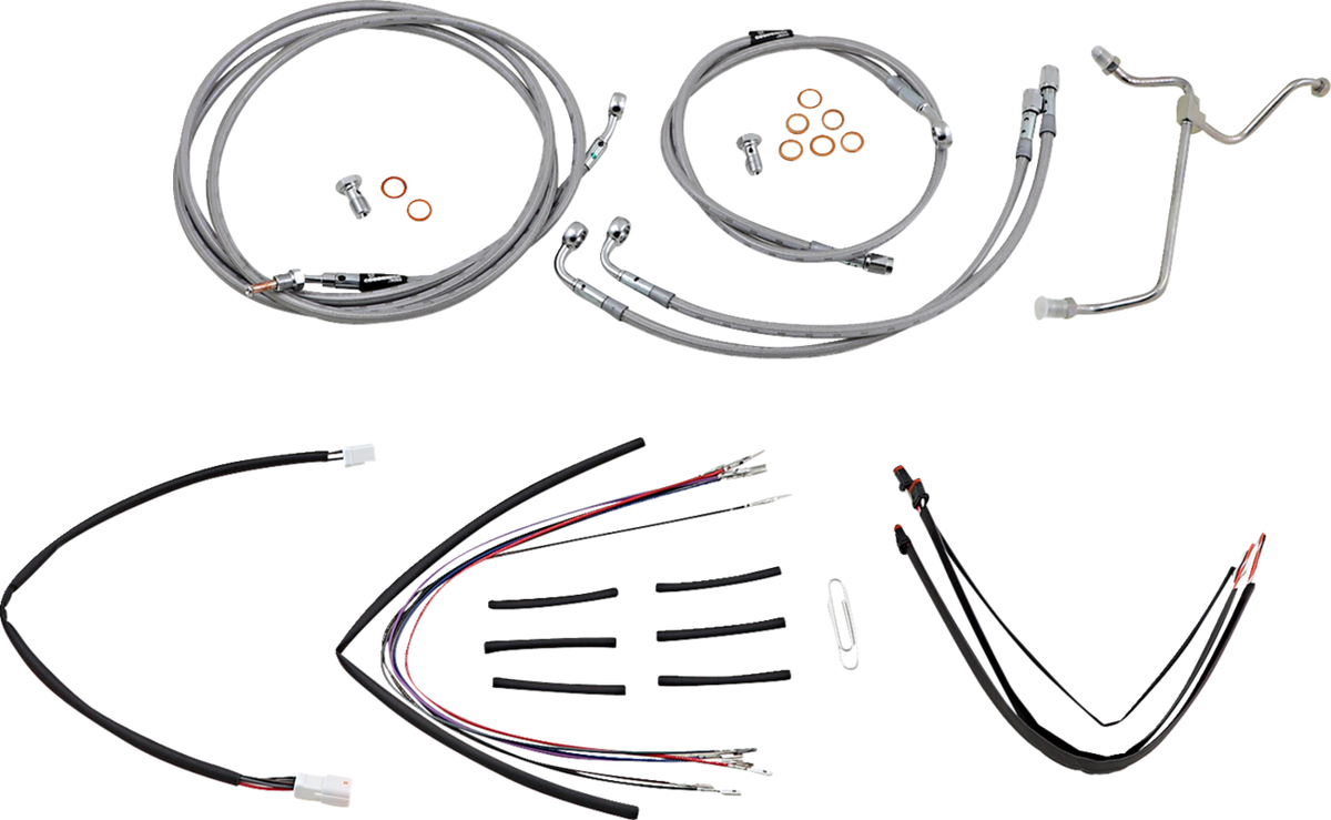 Complete Stainless Braided Handlebar Cable/Brake Line Kit - 18" Ape Hangers - '15-'16 FLTRX